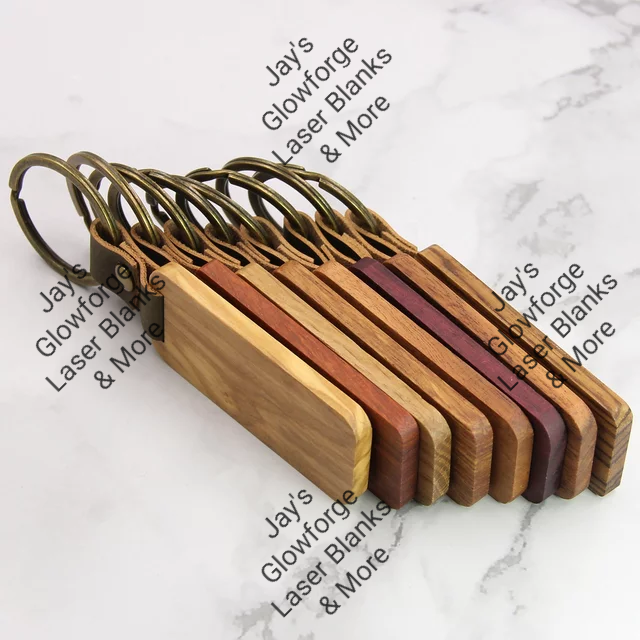 Wood Keychains (w/leather hardware)