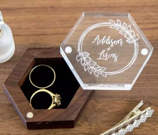 Hexagon Ring Box (Acrylic Lid)